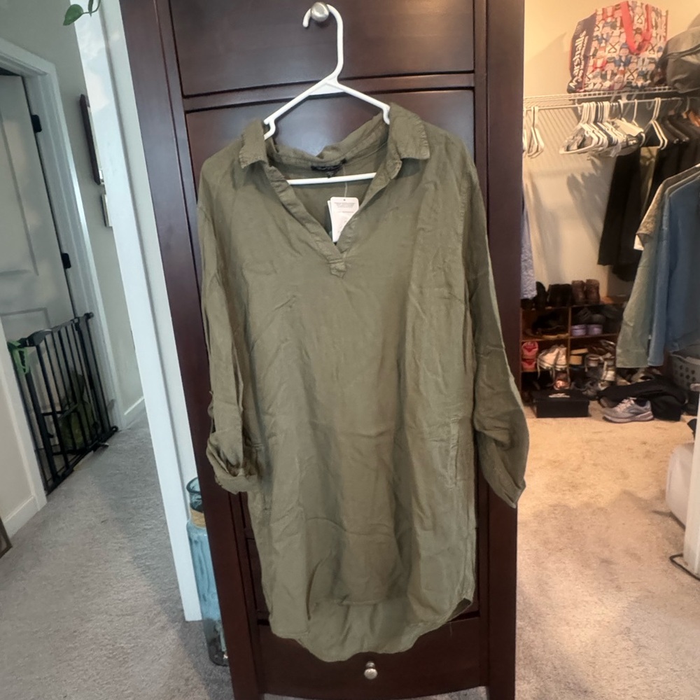 Velvet Heart Olive Utility Collar dress